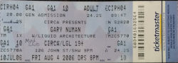 Gary Numan Toronto Ticket 2006